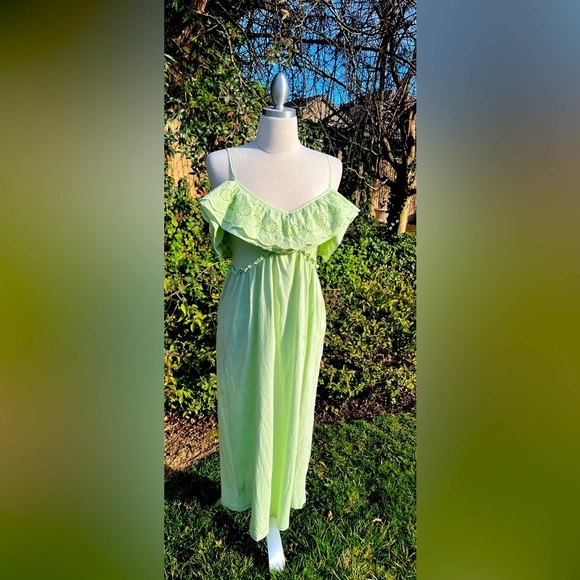 ZABA-  Lime Green Ruffle Maxi Dress - Picture 1 of 8